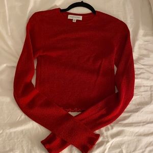 Something Navy Cropped Waffle Sweater